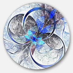 Designart Symmetrical Blue Fractal Flower (Designart Symmetrical Blue Gold Fractal Flower' Disc Large Contemporary Circle Metal Walls)