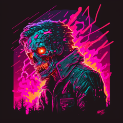 Synthwave retro neon glowing zombie 15 by fabstapizza on