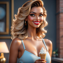 Romy Indy (porn actress) icecream time by designWithAI on