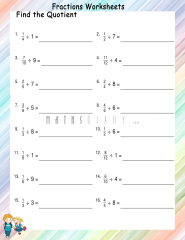 Dividing proper fractions by whole numbers worksheets - Math ...