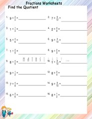 Division of whole number by proper fraction worksheets - Math