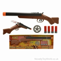 KandyToys Wild West Toy Double Barrel Western Shotgun Playset | Lights & Sound | Cowboy Fancy Dress | Kids Fancy Dress Toy Gun (Toy Western Double Barrel Shot Gun by Spirit Halloween)