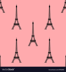 Eiffel tower paris france seamless background Vector