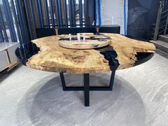 Round Ash Wood Dining Table (TABLE À MANGER ÉPOXY)