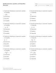 Algebra 2 Worksheets | Equations and Inequalities Worksheets