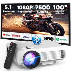 Mini Portable Movie Projector with Bluetooth, 7500Lumens...