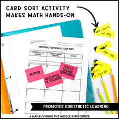 Factoring Polynomials Activity Bundle Algebra 1 - Maneuvering the Middle