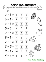 Fall Math Worksheets for Kindergarten, Preschool & 1st Grade ...