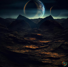 Digital Of Fantasy Landscape Of Moon Close To An Apocalyptic ...