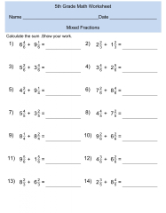 Fifth Grade Math Worksheets Addition to Decimals | Learning able