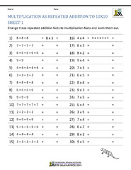 Multiplication Facts Worksheets - Understanding Multiplication to ...