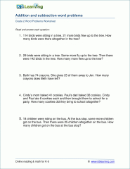 5 Math Worksheets Third Grade 3 Word Problems Mixed - AMP