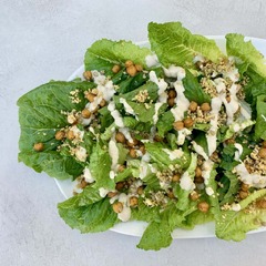 Vegan Caesar Salad with Roasted Chickpea Croutons