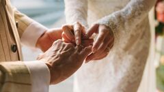 Bride and Groom Holding Hands