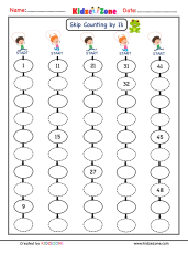 Grade 1 Math Number worksheets - Skip Counting by 1, practice 21