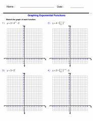 Graphing Exponential Functions - Exponents Worksheets - Algebra 1