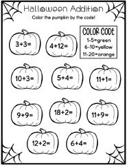 Halloween Addition and Subtraction Worksheets - Kids Activity Zone