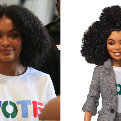 Yara Shahidi (Barbie Yara Shahidi Shero Doll (12-inch Brunette, Curly Hair) Collectible Barbie Doll in ‘Vote’ T-Shirt, with Doll Stand and Certificate of)