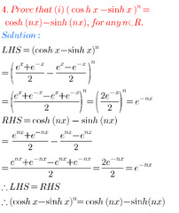 Hyperbolic Functions exercise 9(a) solutions Inter Maths 1A - MATHS GLOW