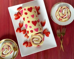 Swiss roll (Valentine Strawberry Roll Cake)