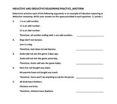 Inductive and Deductive Reasoning | CK-12 Foundation - Worksheets Library