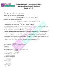 Karnataka Board SSLC Maths Question Paper with Solutions 2023 - PDF Here