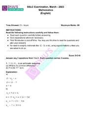 Kerala SSLC Board Class 10 Maths Question Paper with Solutions 2023 in PDF