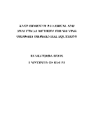 Numerical methods for ordinary differential equations (An Overview of Numerical and Analytical Methods for Solving Ordinary Differential Equations by Katonda Denis)