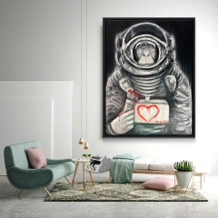 space monkey astronaut space suit black white love love space monkey