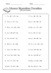 free worksheets for linear equations pre algebra algebra 1 - two step