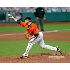 Logan Webb San Francisco Giants Unsigned Pitching in Orange Jersey Photograph (Logan Webb San Francisco Giants)