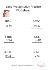 Long Multiplication Practice Worksheet for Grade 4 & 5 [PDF]