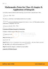 Class 12th Math Application Of Integrals Formulas CBSE 2023