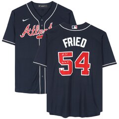 Fanatics Authentic Autographed Max Fried Atlanta Braves Navy Nike Replica Jersey with "For The A!" Inscription (Max Fried Atlanta Braves)