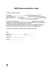 MBA Recommendation Letter