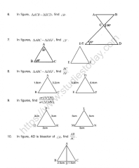 CBSE Class 10 Mental Maths Similar Triangles Worksheet