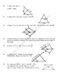 CBSE Class 10 Mental Maths Similar Triangles Worksheet