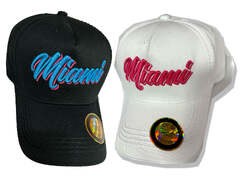 Miami BASEBALL Cap Adult (Miami 3D Embroidery Vintage Dad Hat One)