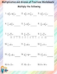 Mixed multiplication of fractions worksheets - Math Worksheets ...