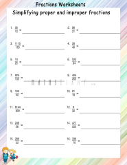 Conversion of mixed numbers to improper fractions worksheets ...