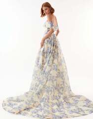 DRESS MILLA (MILLA Hydrangea Chic Off-The-Shoulder Floral Maxi Dress)