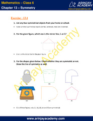 NCERT Solutions for Class 6 Maths Chapter 13- Symmetry PDF