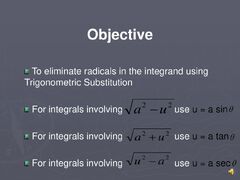 Integration Using Trigonometric Substitution - ppt