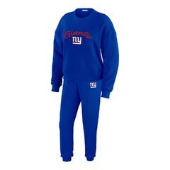 Women's WEAR by Erin Andrews Cream New York Giants Knitted Tri-Blend Long Sleeve T-Shirt & Pants Lounge Set (New York Giants Women's Wear by Erin Andrews)