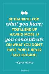 Oprah Winfrey - Be thankful for what you have, you'll end up having more. If you concentrate on what you don't have, you'll never have enough. (Oprah Winfrey)