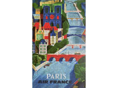 Air France - Paris (Paris France View of the Seine River Vintage Airline Travel by Jean Vernier c.1963)