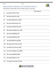 Percentage Increase and Decrease Worksheets - Worksheets Library