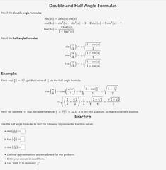 Solved Double and Half Angle Formulas Recall the double | Chegg