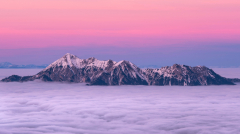 Pink sky clouds sunset mountains background - pling