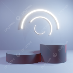 Blue 3d Podium Mockup Background With Neon Lights, 3d, Podium ...